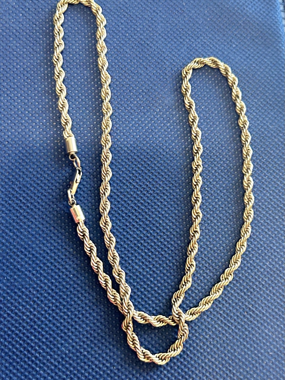 Men's Silver Tone Twisted Rope Chain Necklace 22” - Picture 5 of 7